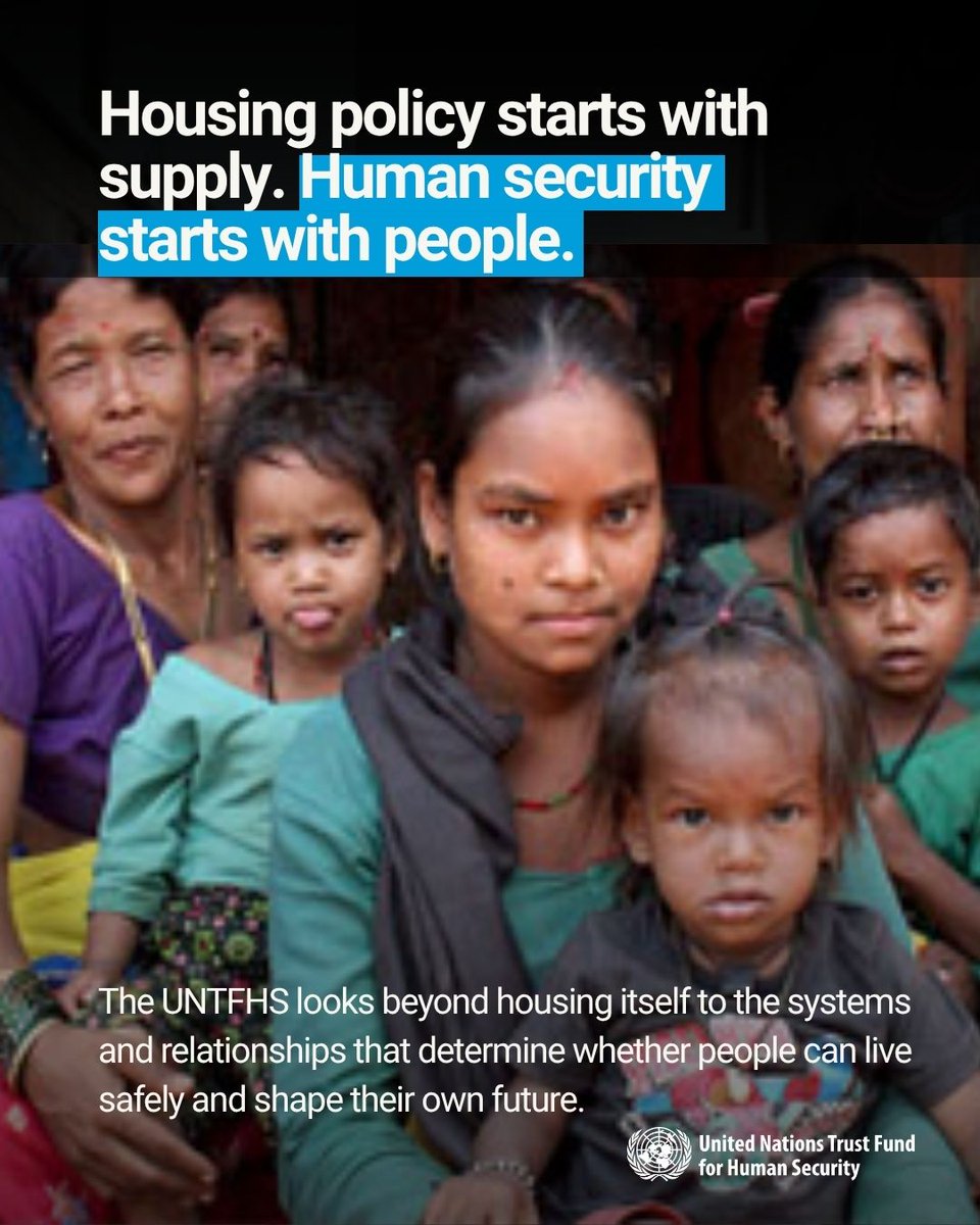 UNhumansecurity's tweet photo. 🏠 Housing shapes our security, health and opportunities. #HumanSecurity connects these needs and gives communities a voice in their future. #UrbanOctober #UNTFHS https://t.co/RUsWeMEOvB