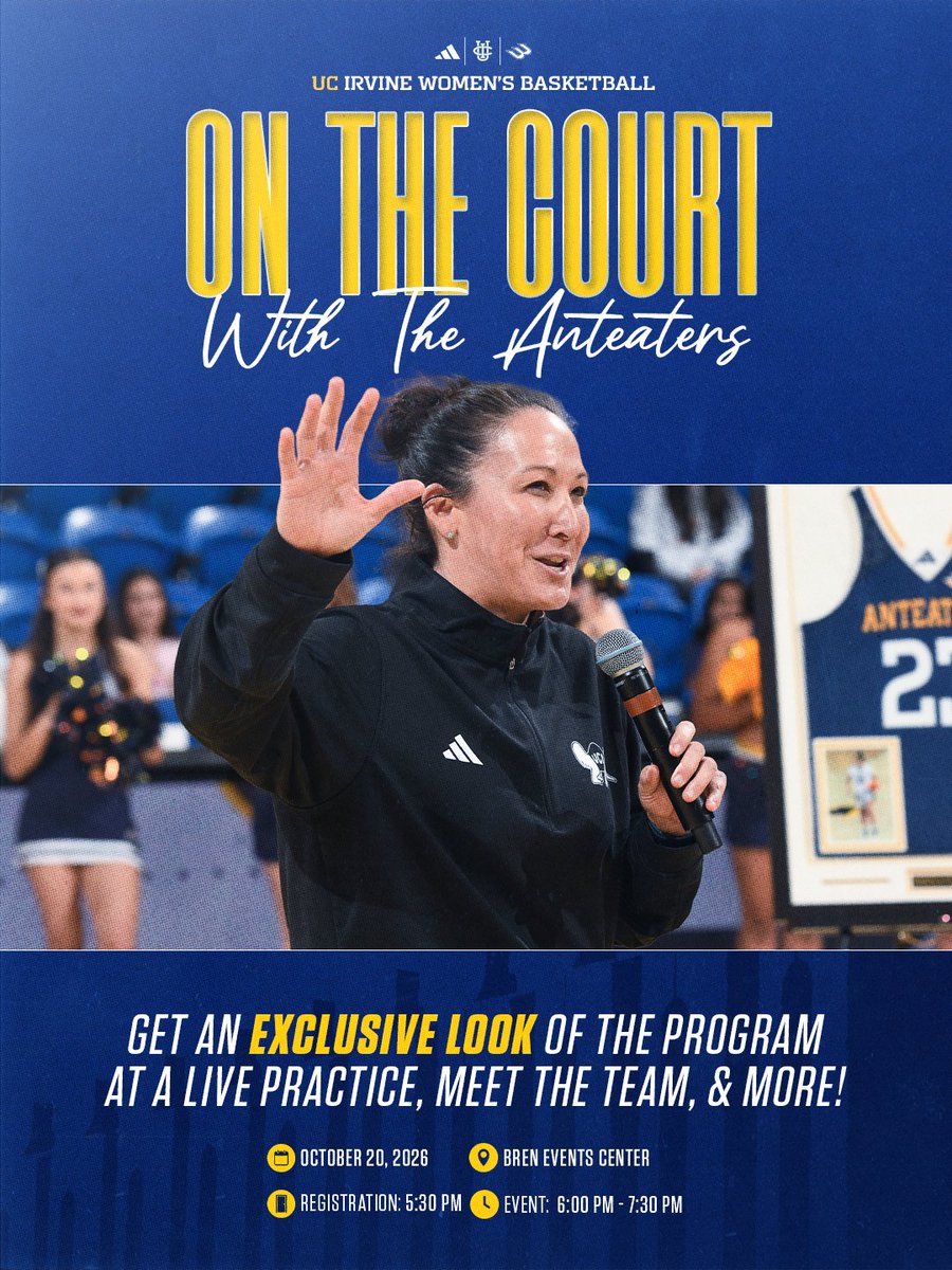 UCIwbb's tweet photo. '𝑬𝑨𝑻𝑬𝑹 𝑵𝑨𝑻𝑰𝑶𝑵 - Join us for the exclusive "On the Court" practice experience where you can meet the team, coaching staff, and other Anteater fans! Visit the link below to purchase your tickets today!

🎟️ | https://t.co/Xwfc0YRk7n

#TogetherWeZot | #RipEm https://t.co/NiIcP5gbZ6