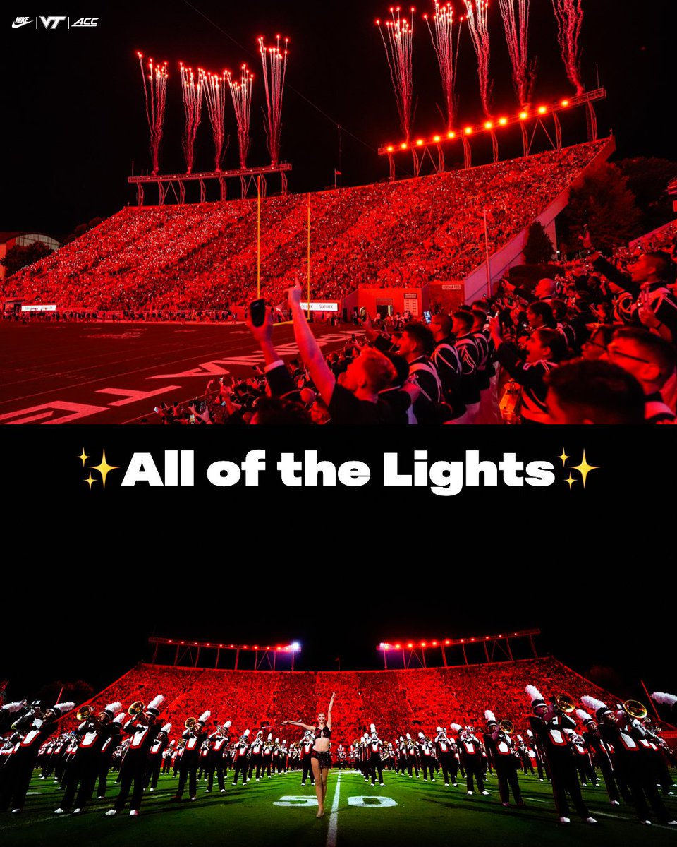 hokiesports's tweet photo. Truly one of the elite environments in college football 🦃🎇

#LetsGoHokies https://t.co/BpTmlU1EHs