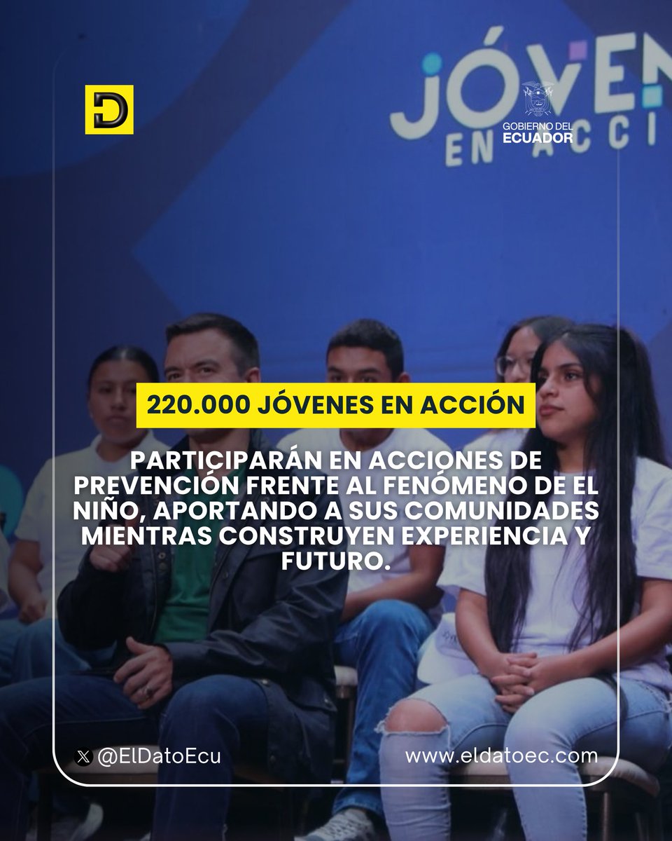 EcuElDato's tweet photo. #Urgente | ¡JÓVENES EN ACCIÓN AMPLÍA SU COBERTURA A 700.000 CUPOS Y ENTREGARÁ USD 800!

El programa Jóvenes en Acción crea 700.000 nuevos cupos y entrega un incentivo económico de USD 800.

Link de inscripción:

https://t.co/7geeIV3PQM 

#ElDato #Ecuador #DanielNoboa https://t.co/KDkMAjriBh