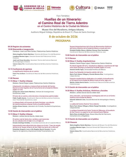 Centro_CDMX's tweet photo. El próximo 8 de octubre, acompáñanos al Foro Temático que reunirá a especialistas para reflexionar sobre la historia, arquitectura, patrimonio y transformaciones urbanas vinculadas con el Camino Real de Tierra Adentro.
📍 @mvm_oficialsep https://t.co/Sfd9BeutzJ