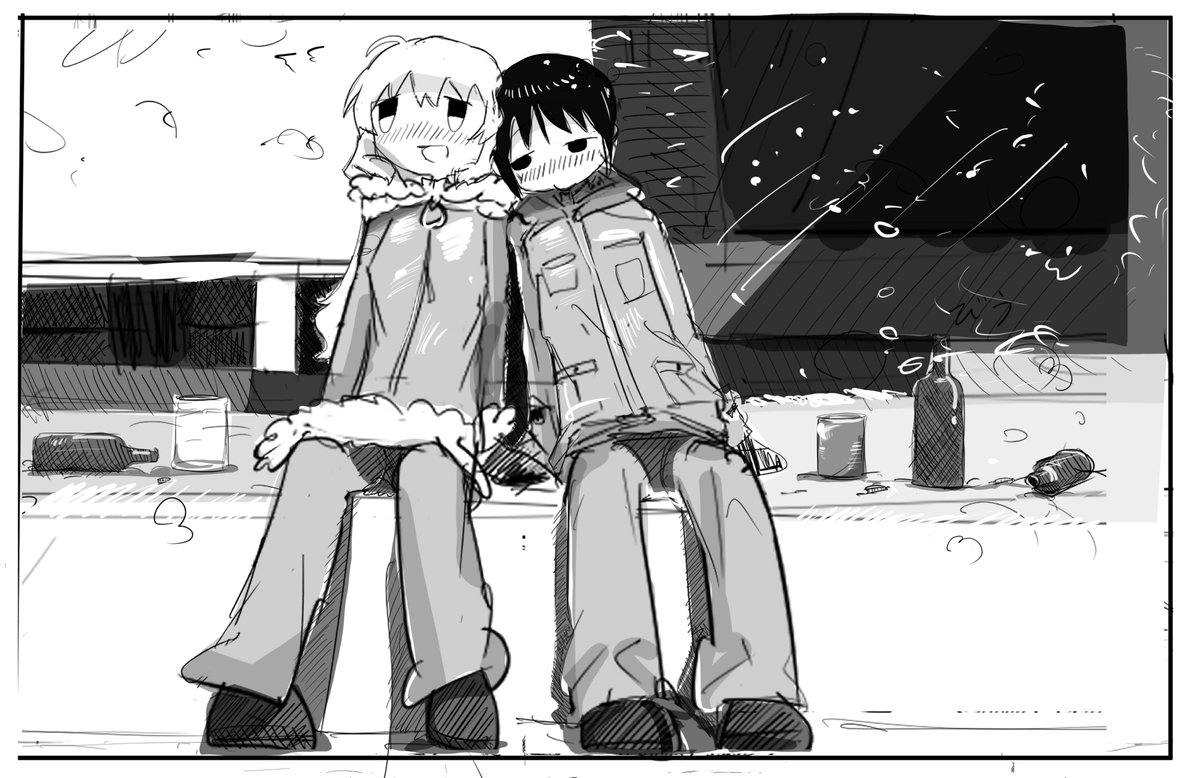 illustMAN3301's tweet photo. 例のシーンであったかもしれない百合展開４コマ漫画
#少女終末旅行
#��画が読めるハッシュタグ https://t.co/Uxy2kiAzCb