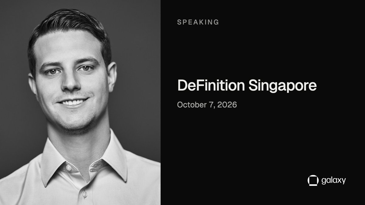 Game_Set_Max's tweet photo. Looking forward to speaking at DeFinition Singapore on October 7 during TOKEN2049.

Lending is one of the most important building blocks in digital assets, and I'm excited to share how we're thinking about it at Galaxy and to hear from others shaping the space. If you'll be there, I'd love to meet up.