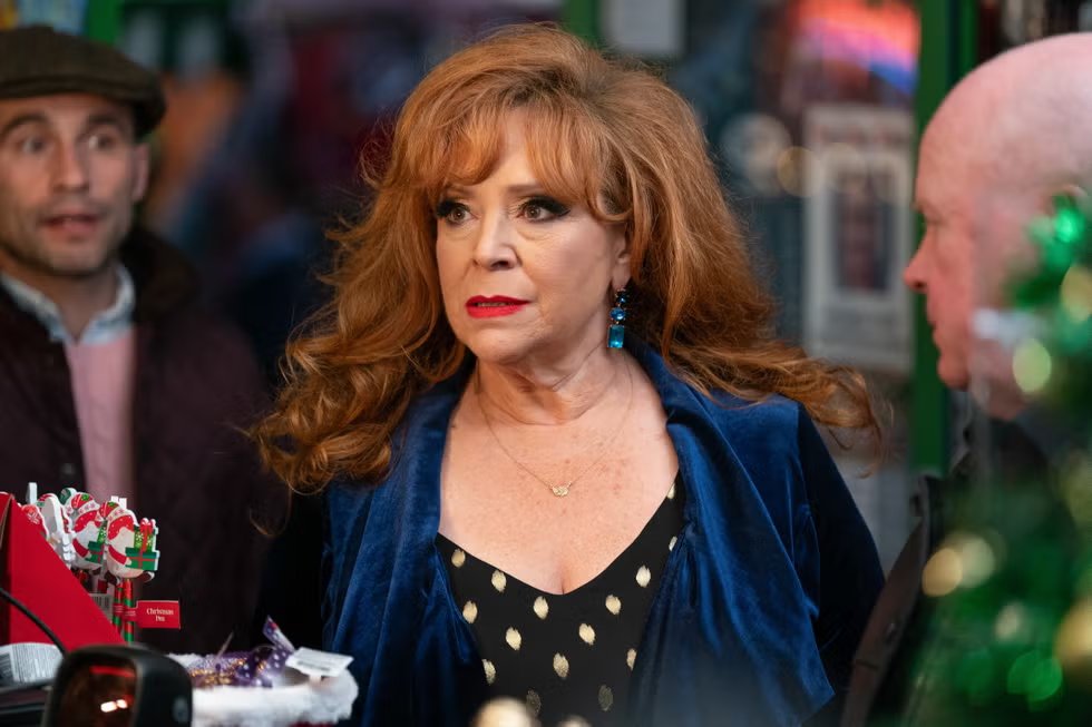 SquareGossip_'s tweet photo. What does everyone think of the glamorous and FABULOUS @harriet_thorpe as Elaine Peacock? 🦚

I absolutely LOVE her, she's an icon, she's mother and I honestly hope she sticks around for the forseeable, we need her!! 💙🦚💙

#EastEnders ☕️ https://t.co/m9UysBy5o9