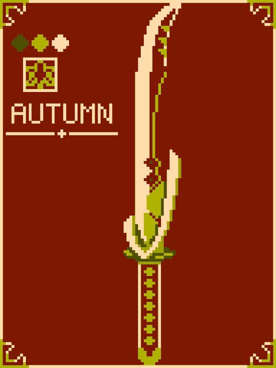 Tukeyaki_blade's tweet photo. 秋空に舞う葉、その刹那を斬る

《紅葉一閃》
#ドット絵 
#pixelart https://t.co/Q1sG28Btpe