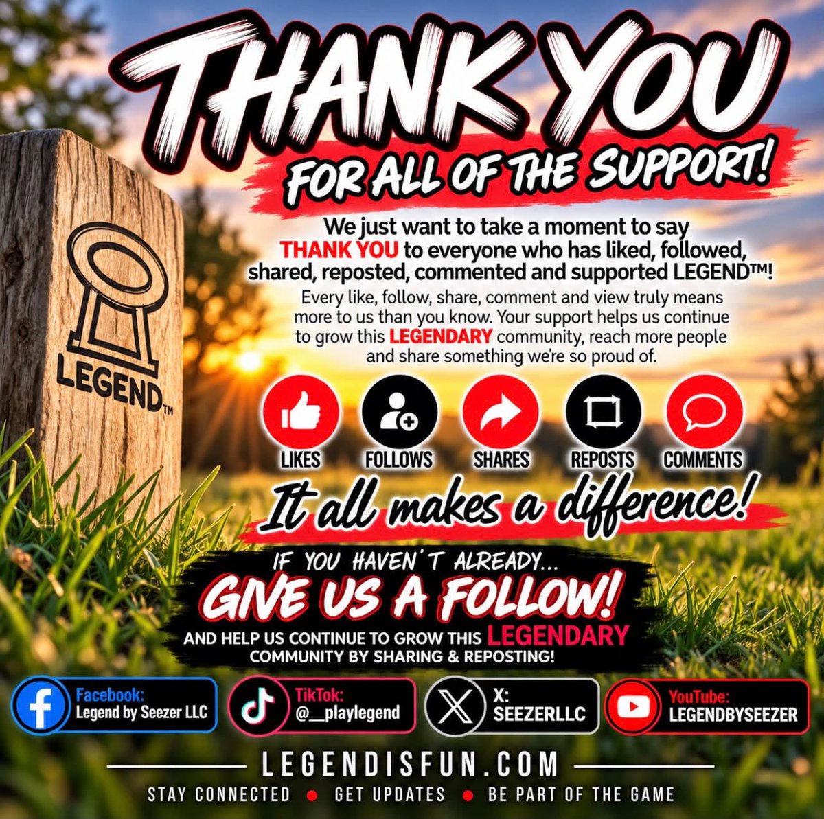 SEEZERLLC's tweet photo. HUGE THANK YOU to everyone supporting LEGEND™! Every like, follow, comment, share & repost helps us grow this LEGENDARY community. We appreciate YOU more than you know! Haven’t followed yet? Join us & help spread the word!
#LEGEND #PlayLEGEND #LEGENDARYCommunity #SupportLEGEND https://t.co/ACpKudQIWJ