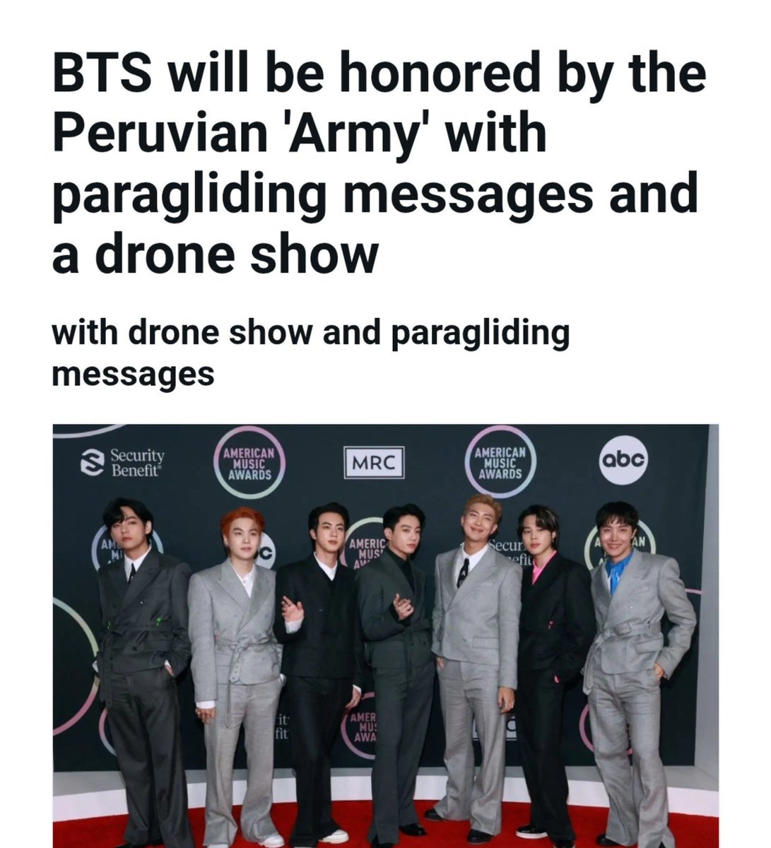 Arab_Armys_Vote's tweet photo. سيحتفي الآرمي في بيرو بفرقة BTS من خلال تحليق طائرات شراعية تحمل رسائل موجهة إلى أعضاء الفرقة، إلى جانب إقامة عرض للطائرات بدون طيار (الدرونز) في ليما، احتفاءً بقدوم الفرقة إلى البلاد. 💜

ومن المقرر إقامة هذه الفعاليات في 8 أكتوبر في منطقة كوستا فيردي..

@BTS_twt https://t.co/uTEJ1vriUm