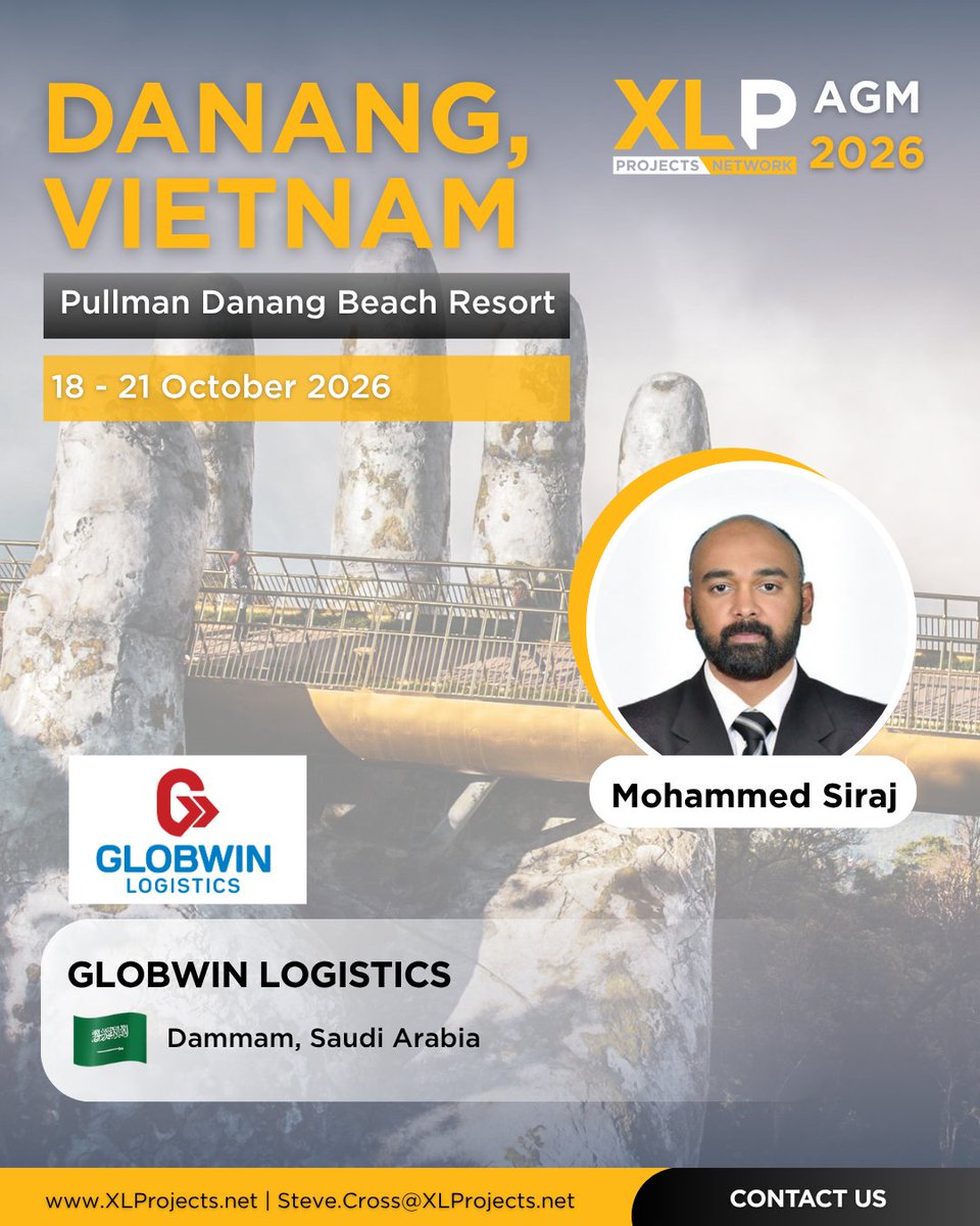 XLPNetwork's tweet photo. Mohammed Siraj from Globwin Logistics will be attending the XLP AGM 2026 in Da Nang, Vietnam! (18–21 Oct)

Register now  : 🔗 https://t.co/msZLRpuXlw

#XLProjects #AINetworks #LogisticsNetwork #freightnetworks #heavylift #XLPAGM #XLPAGM2026 #Danang #Vietnam #GlobwinLogistics https://t.co/YjjIsrKTZm