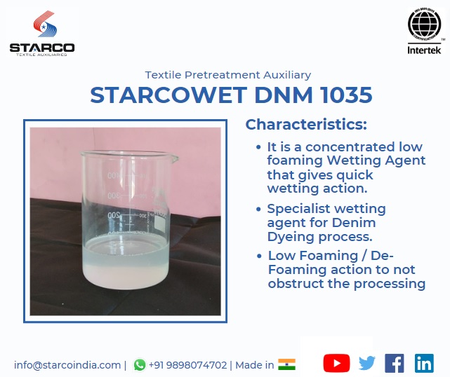 starcodigital's tweet photo. ✨ STARCOWET DNM 1035 – Concentrated Low-Foaming Wetting Agent for denim dyeing.
✔️ Quick wetting action
✔️ Specialist for denim dyeing
✔️ Low foaming & defoaming action
✔️ Helps ensure smooth processing
📱 +91 7600128714
#Denim #Textile #WettingAgent #TextileChemicals #Starco https://t.co/s4TDQ9oQ1a