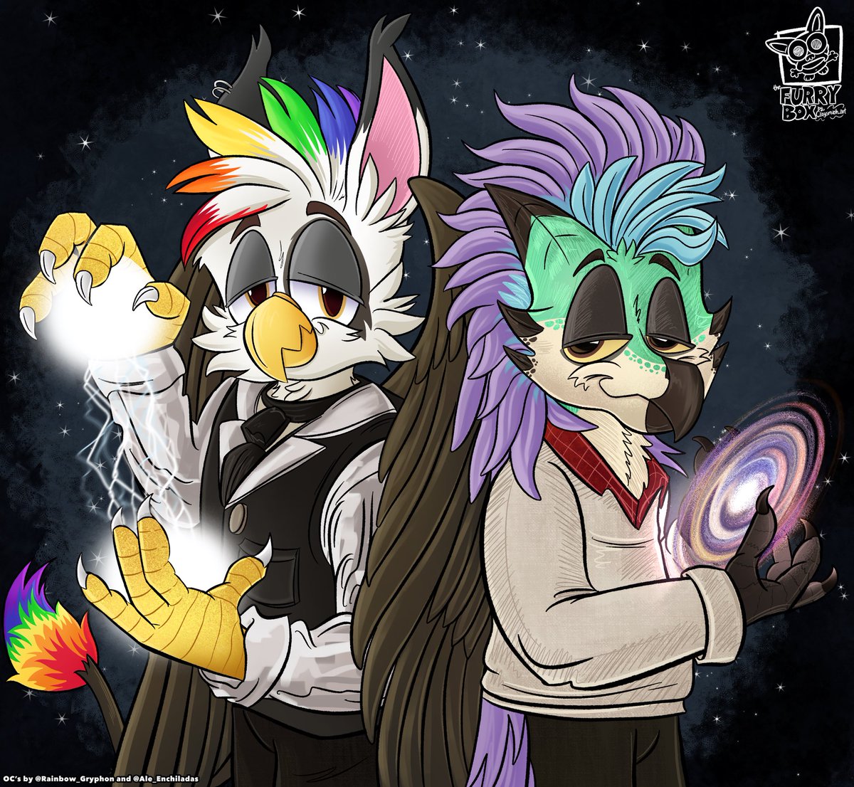 GeckiZillax's tweet photo. 🦎🎨Otra Comiloka terminada 🫪💫 esta vez toco hacer el meme de Tesla y Einstein jeje, ya tenía ganas de hacer un grifo, otra creatura tachada de mi lista de especies que quiero dibujar  🤔🐾 #furrycartoon #gryphon #seikret https://t.co/ORjL6SK1dl
