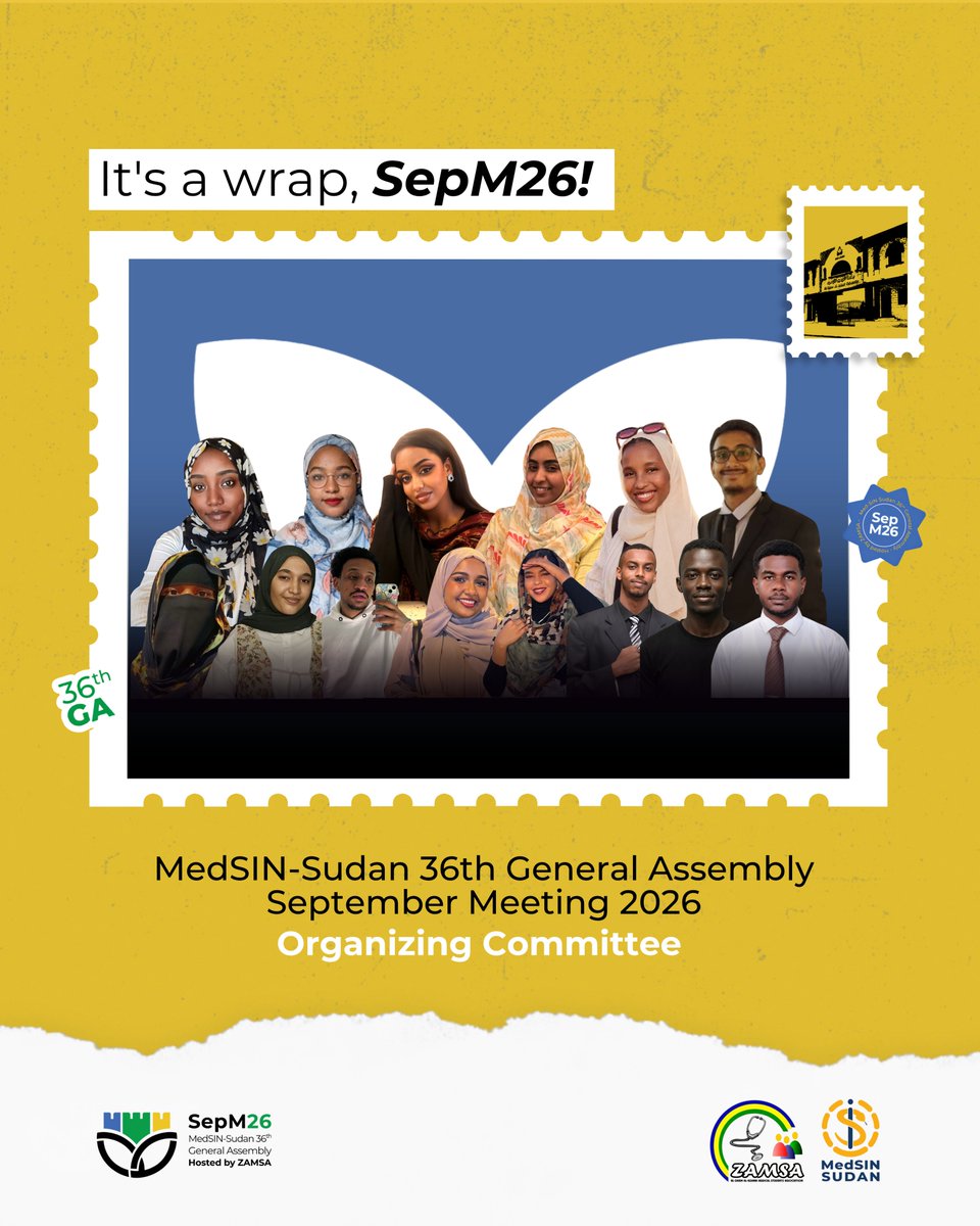 MedSINSudan_GA's tweet photo. For the Very Last TIME!
It's a WRAP, see you at AprM27🌟

𝑊𝑒'𝑟𝑒 𝑀𝑜𝑣𝑖𝑛𝑔 𝐹𝑜𝑟𝑤𝑎𝑟𝑑 𝑇𝑜𝑔𝑒𝑡ℎ𝑒𝑟!

#SepM26 
#MedSIN_Sudan 
#ZAMSA 
#IFMSA https://t.co/UmbezGMN73