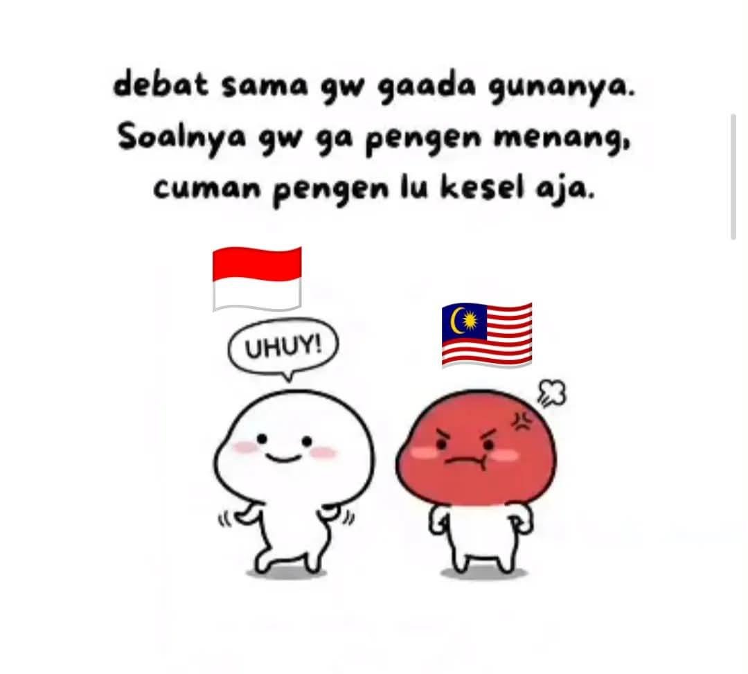 Skyshy77's tweet photo. Malaysia : "walaupun memang, kau tetap miskin"
Indonesia : "udah bayar, boongin fifa, masih aja kalah"

Emang bener ya, kalau malay vs indo tuh gk ada habis2nya kalau urusan ribut😭😭 https://t.co/cdhEYJV5dn
