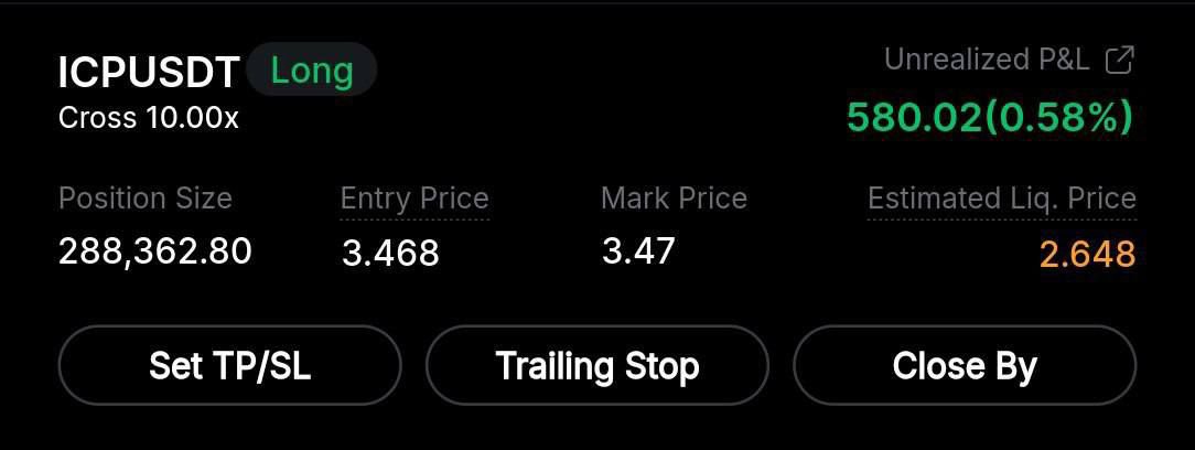 serrah_crypto's tweet photo. $ICP – LONG

Entry: 3.468

Targets:

3.503
3.572
3.643
3.825

Stop Loss: 3.293

After the first take profit, move the stop loss to entry.
#LaVozArgentina ‌ #helevier ‌ #OlympiacosBC ‌ #السويداء ‌ #كاريزما5 ‌ #Lin

JOIN US AND INVEST ⬇️ 
https://t.co/WpPFs7ithR https://t.co/7nAM74eCR5