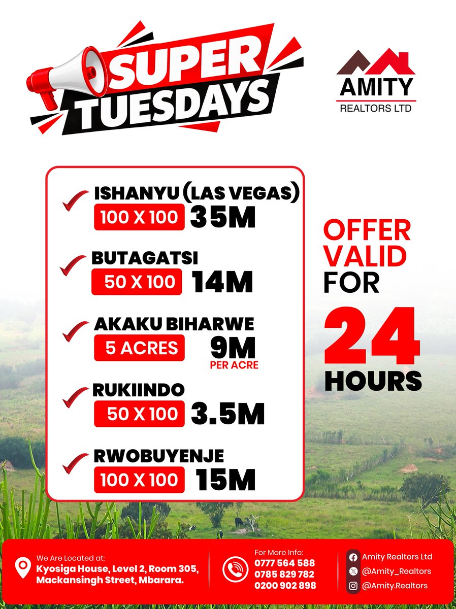 Amity_Realtors's tweet photo. Land ownership has just been made easier!
#amityrealtors
#westernuganda
#ownland https://t.co/YBLx0ELDsE