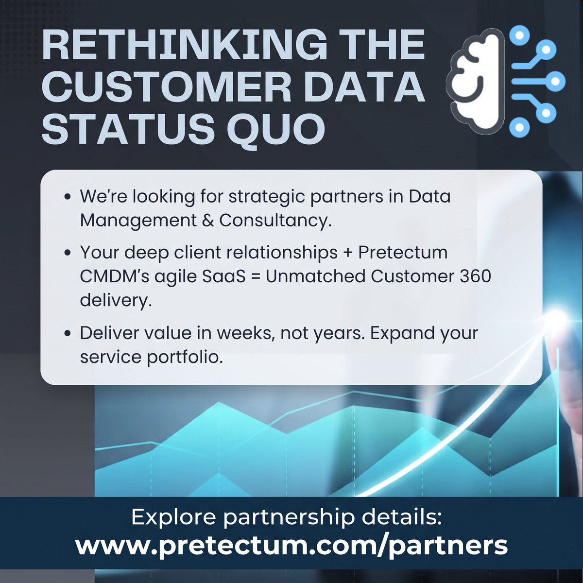 pretectum's tweet photo. Rethink the customer data status quo and expand your service portfolio. We are looking for strategic partners in data management and consultancy to deliver unmatched Customer 360 solutions in weeks, not years.

#DataManagement #StrategicPartnerships #Customer360 #Consultancy https://t.co/nvVMG0T5kH