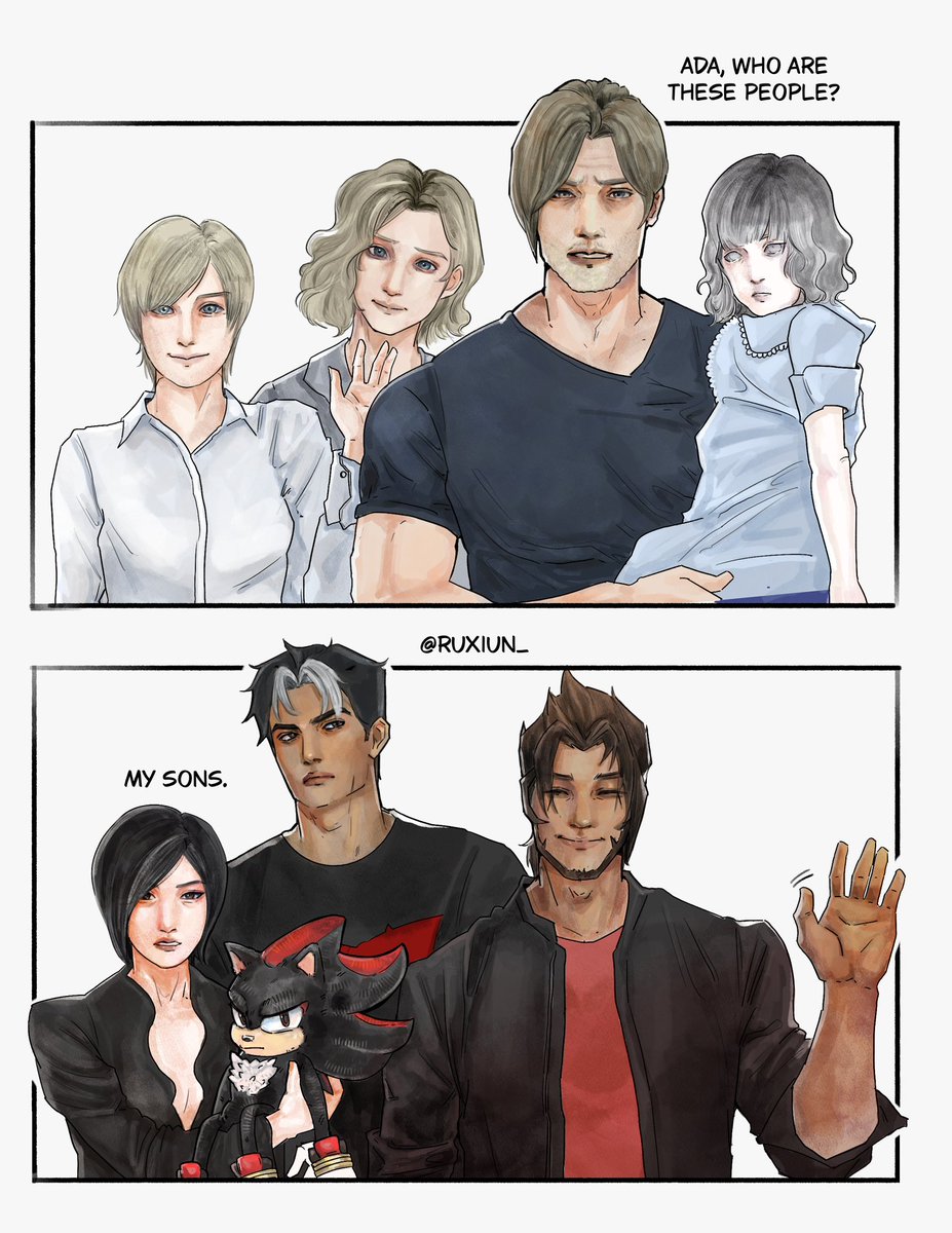 ruxiun_'s tweet photo. ada wong has adopted her own sons too. thats why the dlc is taking so long

(shadow the hedgehog, jason todd, emre) https://t.co/XOALaTQQLZ