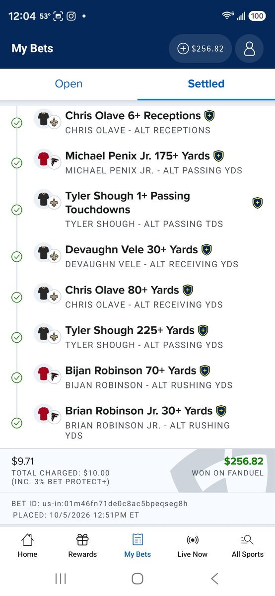 Jordan30597190's tweet photo. Got an amazing win ๐ tonight off of NFL Monday Night Football ๐thanks to @thepropdealer based off his Alt picks listed.. I appreciate the win help and we took it home. Let's get another won for Thursday Night Football !! ๐ค ๐ธ ๐ธ CASHED IM FOR $256 big ones.. #HappyAF ๐ฏ https://t.co/1LdFbke061