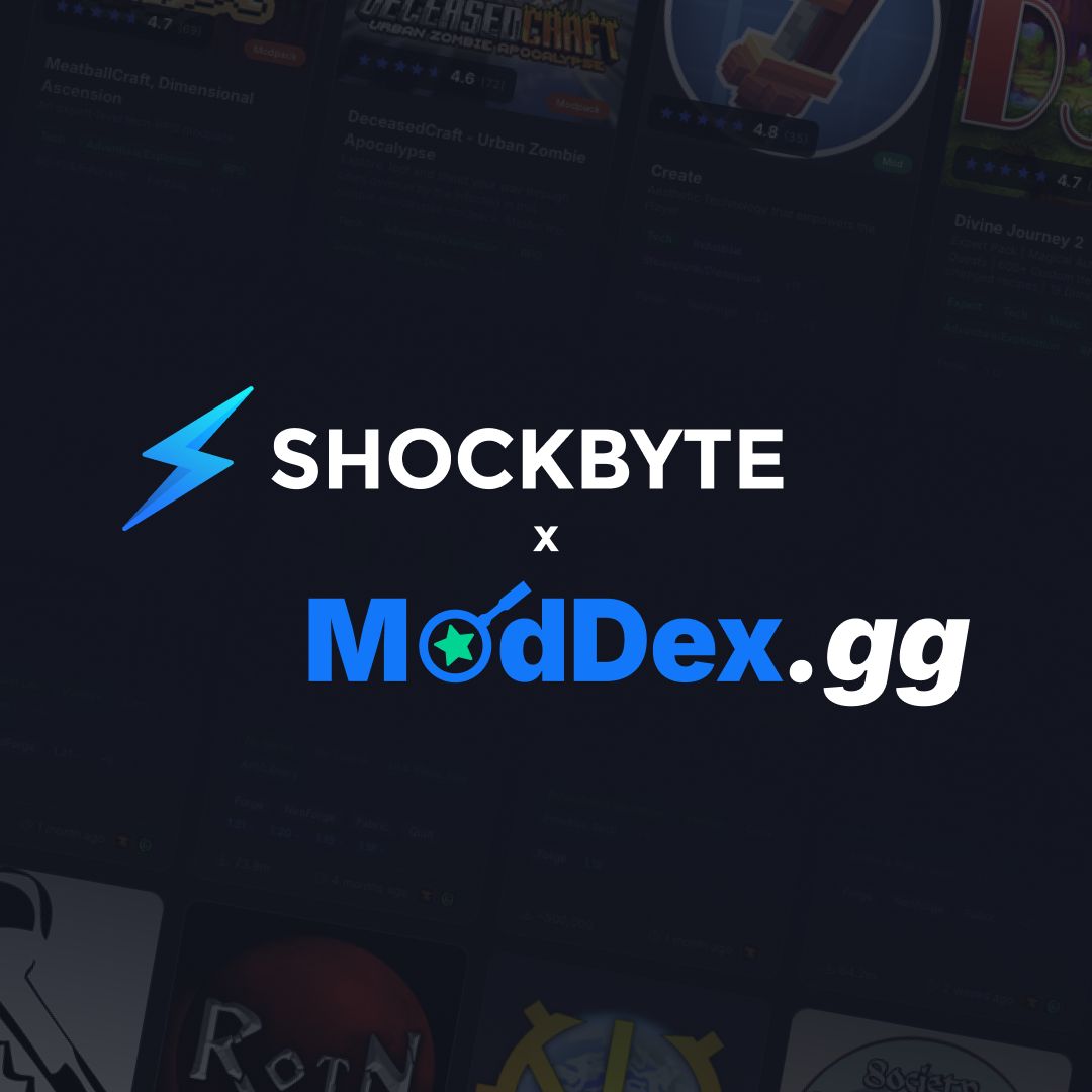 Shockbyte's tweet photo. We're excited to announce a new partnership with https://t.co/GhxiLfAF96!

What this means for you:
💸 35% off Shockbyte
⭐️ ModDex integration on the panel
🔗 ModDex earns a commission that helps them keep the site running

Learn more here: https://t.co/M1XjDweRVj https://t.co/YE9MoRTesR