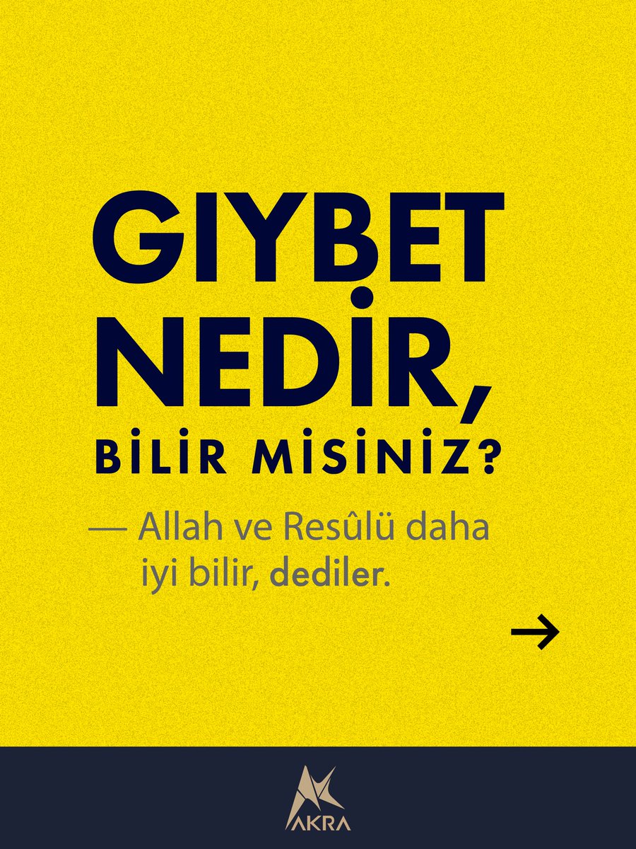 AKRA_media's tweet photo. GIYBET NEDİR, BİLİR MİSİNİZ? 

-Allah ve Resûlü daha iyi bilir, dediler. Hz. Peygamber (SAS): 
-"Gıybet, din kardeşini hoşlanmadığı bir şey ile anmandır" buyurdu. 
-Söylenen ayıp eğer o kardeşimde varsa, ne dersiniz?" diye soruldu. 
-"Eğer söylediğin şey onda varsa gıybet ettin; yoksa, o zaman ona iftira ettin demektir," buyurdu. 

-Hadis (Müslim)

#gıybet #dedikodu #iftira #DilimizeSahipÇıkalım #İyiliğiEmret