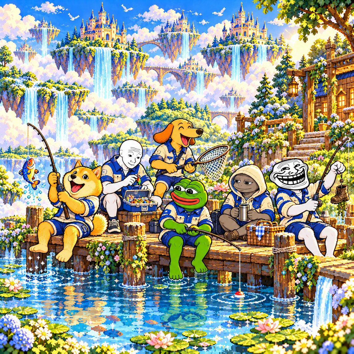 TheMemeAgencies's tweet photo. Doge caught a fish, Trollface caught a boot, and Pepe is still enjoying the peace—just another fishing trip with Meme Agency. 🎣😂 

#MemeAgency https://t.co/esNW6Pgbno