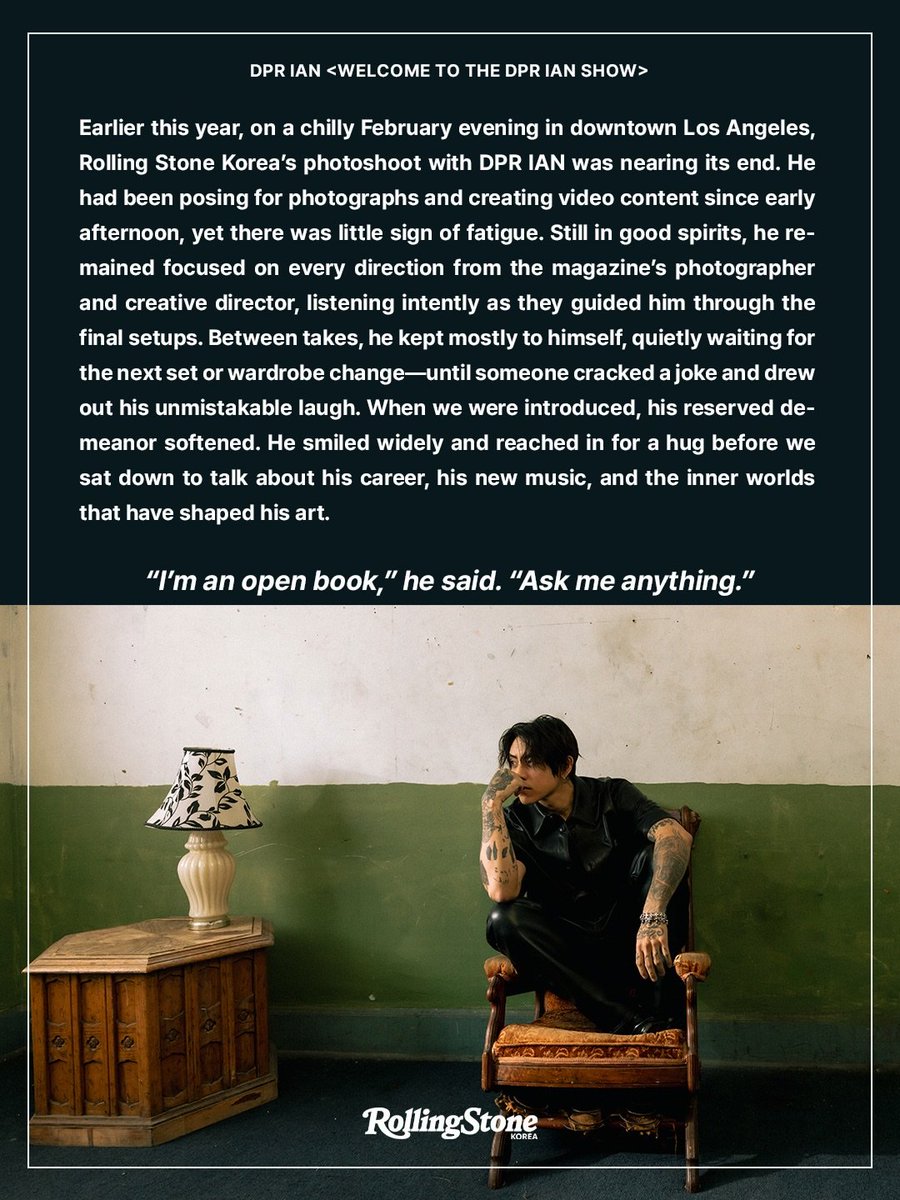 DPRIANarchive's tweet photo. DPR IAN - ROLLING STONE KOREA
2026 FULL INTERVIEW (1/4) https://t.co/yIuQhYyQXA