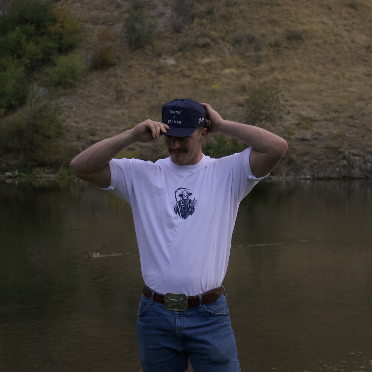 shopcrofter's tweet photo. If you ate today, thank a farmer. 

Pick up your very own Thank a Farmer Drifter Cap now on https://t.co/ZNM80f6VXS for just $24.00. Also pictured is the Grim Reaper Blue Ribbon T-Shirt. You may as well grab one of those too, available now for $29.00. https://t.co/7MviGzI1oH