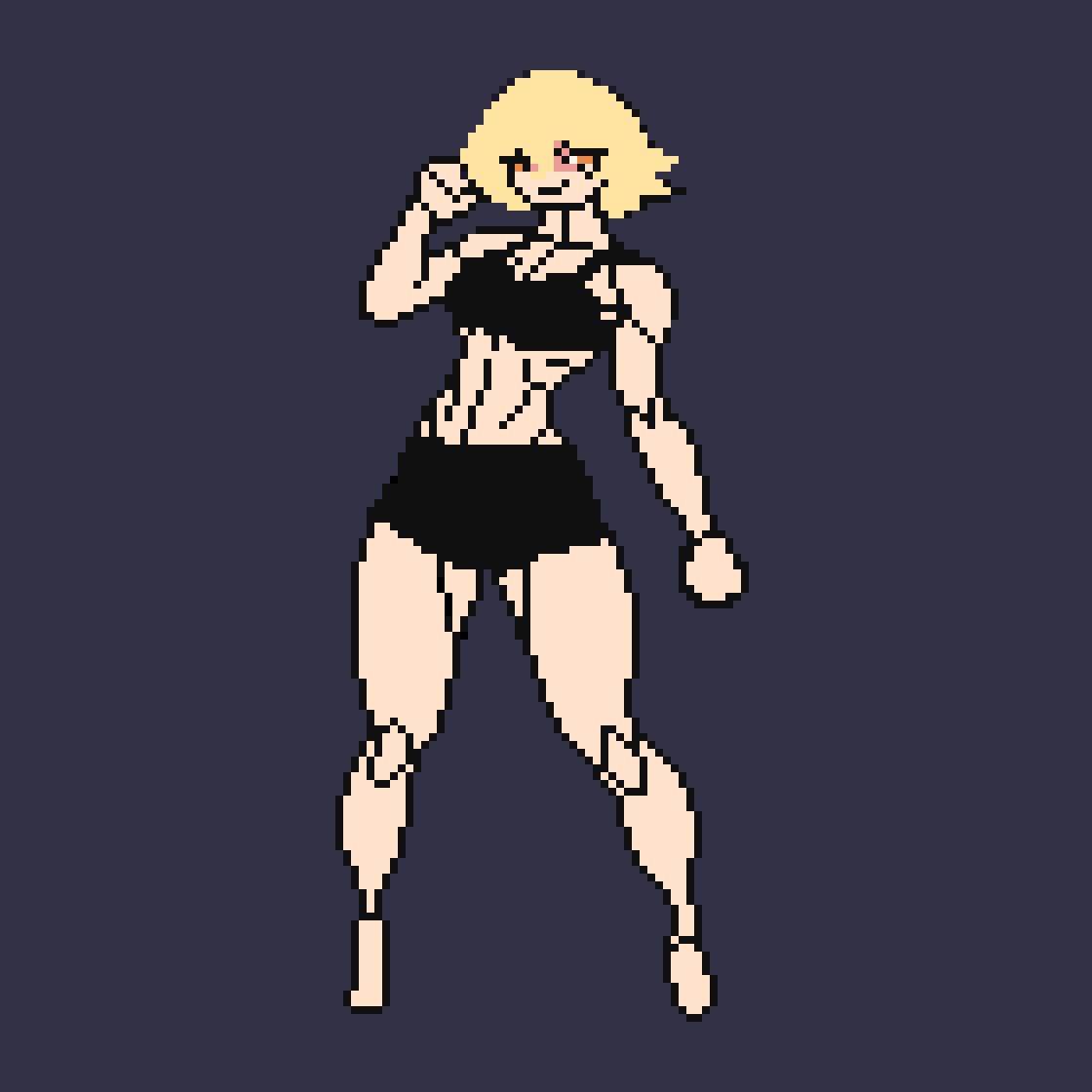 RXMETALSUN's tweet photo. @MKKPNSFW 1. Something like this? Yeah, she looks cool! 2. You're right, she has relatively slimmer proportions compared to the other characters. Even so, she has considerable muscle mass in the anatomy sketch (slight NSFW on the second image). https://t.co/qydtOWbqys