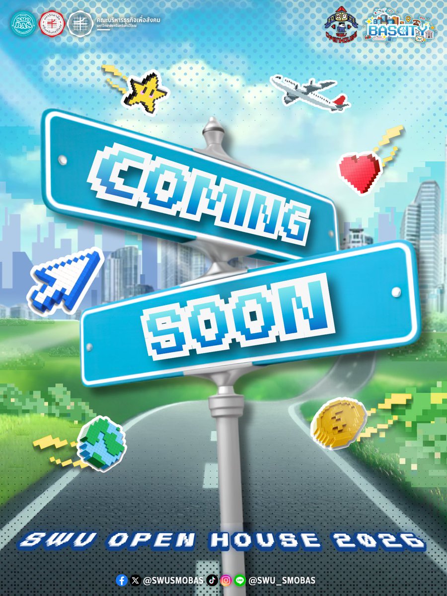 SWUSMOBAS's tweet photo. ในเกมผจญภัยขนาดใหญ่ เส้นทางบางส่วนยังรอการค้นพบ
สถานที่และเรื่องราวอีกมากมายกำลังรอนักสำรวจเข้ามาค้นหา 🗺️🔍

💬 “BAS CITY MAP” 🏙️🌟
แผนที่แห่งเมืองธุรกิจกำลังจะถูกเปิดออก
เตรียมพร้อม แล้วออกเดินทางไปค้นพบโลกใบใหม่ไปพร้อมกัน!

BAS OPEN HOUSE 2026 IS COMING SOON… 🎮✨ https://t.co/kf4npVxSD6