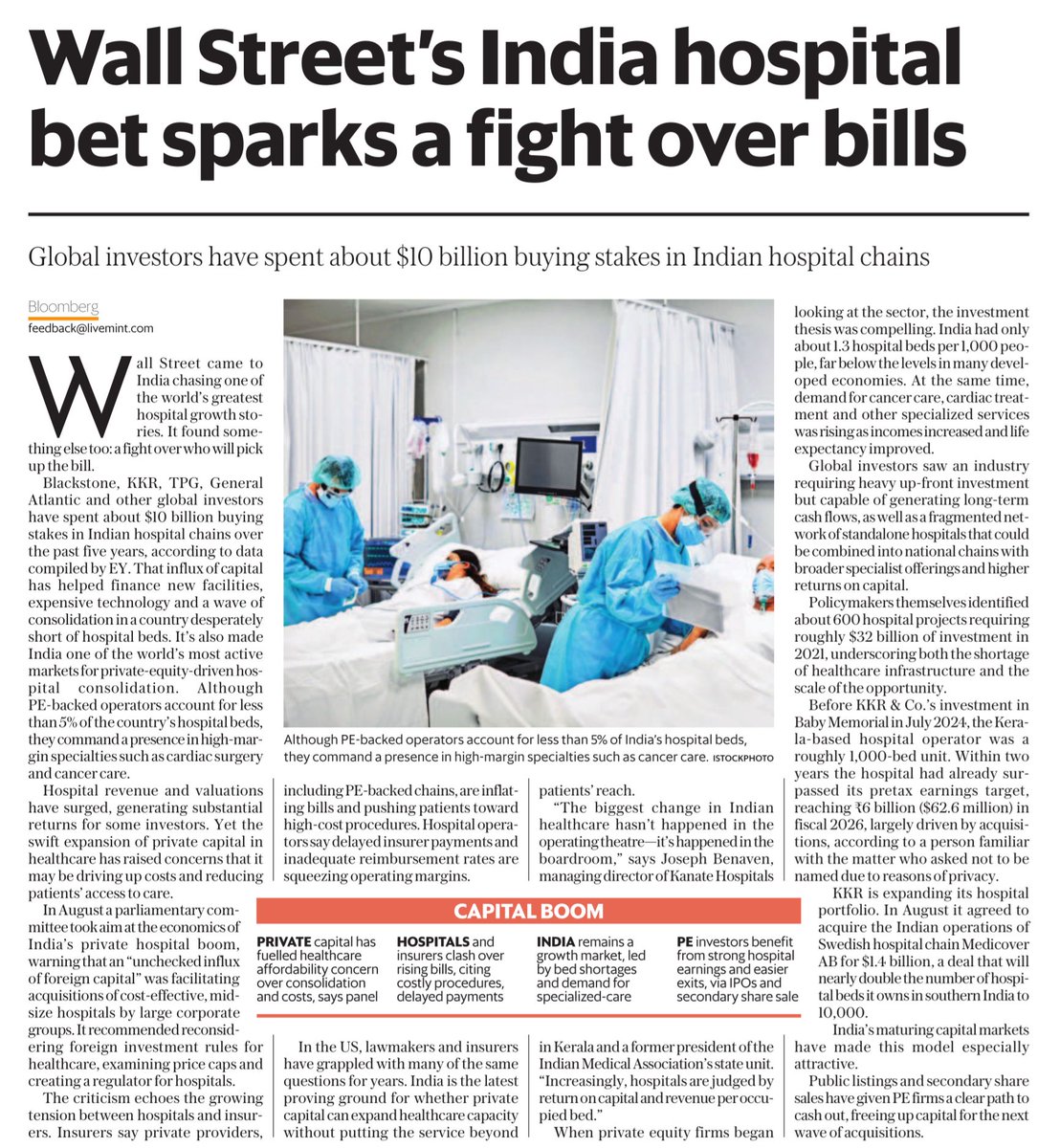 a_basumallick's tweet photo. The corporatisation of Indian hospitals should be nipped in the bud. The US healthcare model is a completely broken one

Hospitals should be treated as public utilities. Power companies have a fixed RoE. Why not follow the same model for hospitals? https://t.co/YTjYzGDHOs