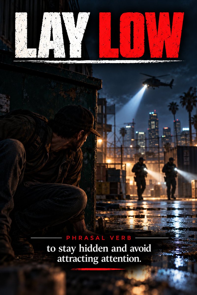 WordSetAI's tweet photo. 43 days until GTA VI.

One English word a day to help you follow the story.

Day 23: Lay low

Follow us to count down together.

#GTAVI #GTA6 #LearnEnglish #EnglishVocabulary