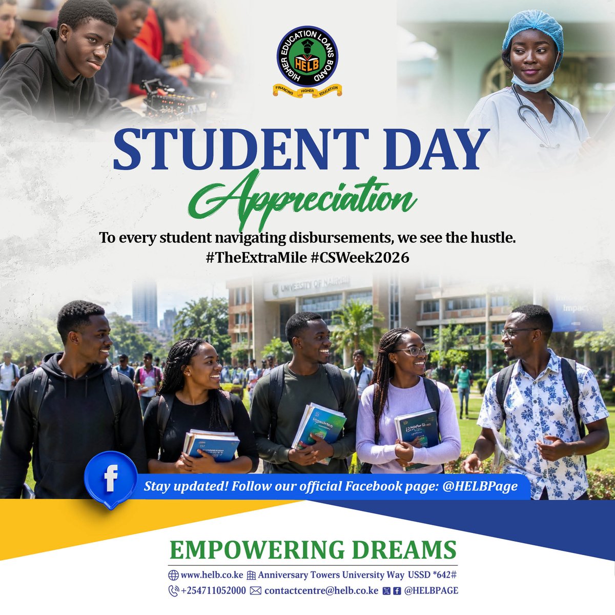 HELBpage's tweet photo. To every student going #TheExtraMile for their education, your hard work and resilience inspire us daily. Keep aiming high; we’re proud to walk this journey with you.
#CSWeek2026 
#EmpoweringDreams https://t.co/6wjEn8W4eQ