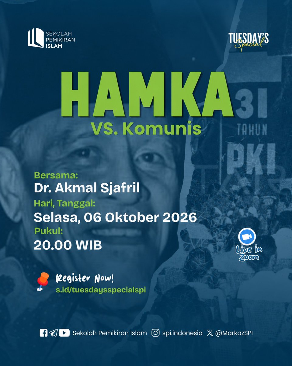 malakmalakmal's tweet photo. Buya Hamka adalah ulama yang berhadapan langsung dengan komunisme dalam pergulatan pemikiran dan politik Indonesia. Bagaimana Hamka memahami komunisme? Dan apa relevansinya bagi kita hari ini? Register now: https://t.co/C3REQ3EN4u #Hamka #Komunis #BuyaHamka #SPI #TuesdaysSpecial https://t.co/pm8Fr9Balv