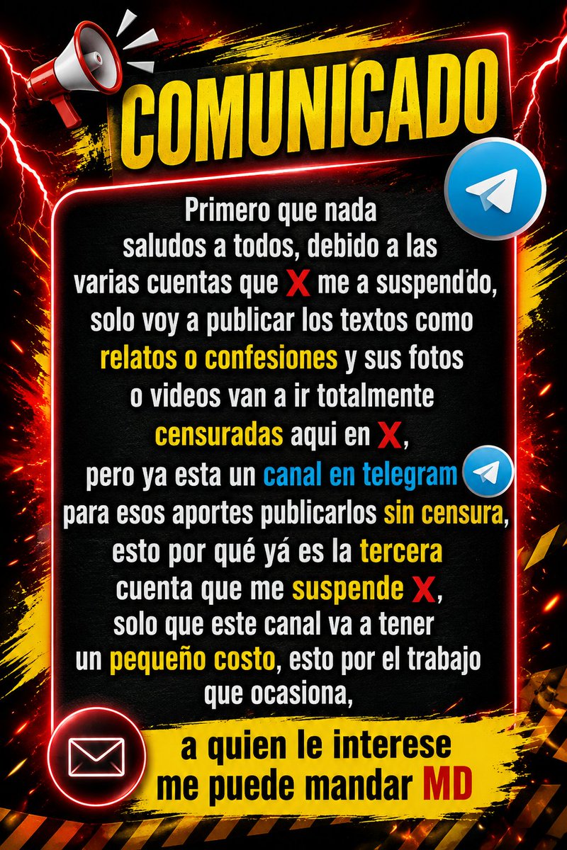 RelatosFan52299's tweet photo. ⚠️ Últimos 4 lugares de $50 ⚠️

Info👉 https://t.co/SRwIwaSmJQ

☢️ Y a partir de mañana se suman los aportes de las siguientes comunidades al grupo de telegram

@aportesamateurp 
@espopre 

Para que no se pierdan los aportes de las tres comunidades en un solo grupo 🤯 https://t.co/WDuulShECr