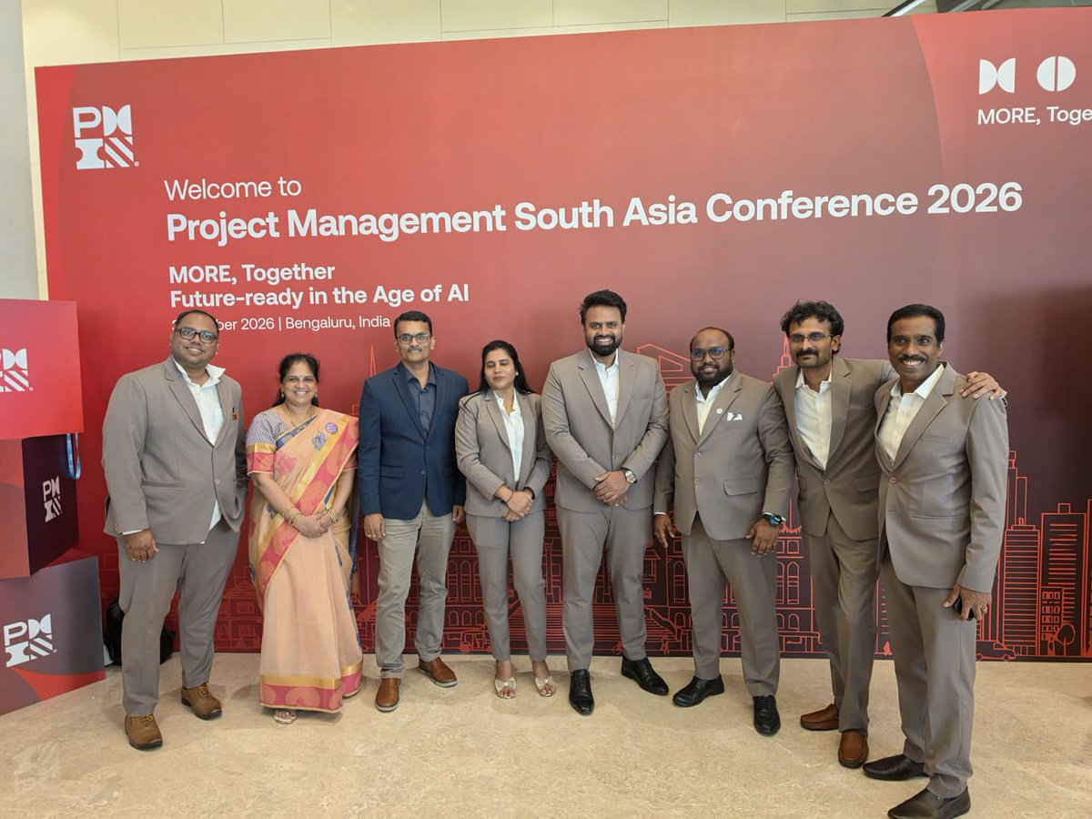 PMIPCC's tweet photo. 🚀 An incredible experience at #PMSAC26 in Bengaluru!

From inspiring sessions to meaningful connections, the conference explored leadership, AI, innovation, adaptability &amp; the future of project management.

Proud of our PMIPCC volunteer squad! 🤝

#PMIPCC #PMI #ProjectManagement https://t.co/CWw9NeIGux