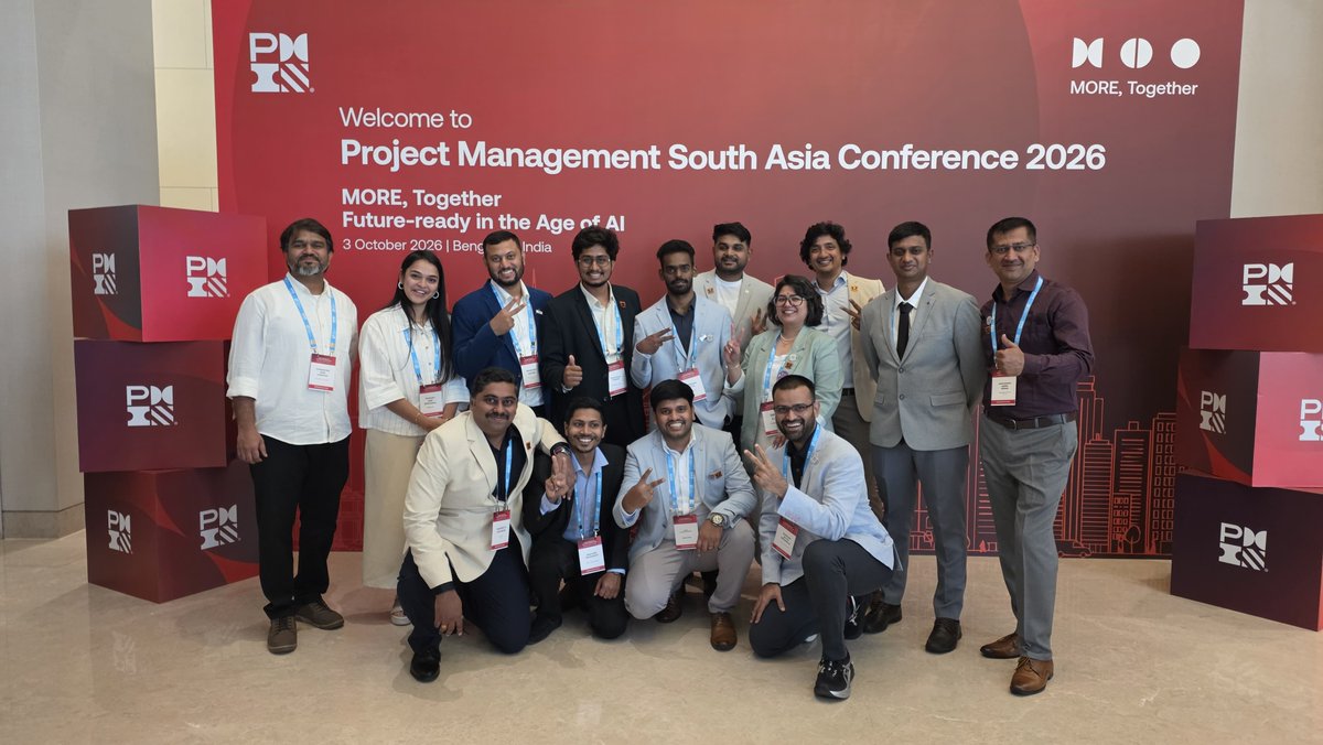 PMIPCC's tweet photo. 🚀 An incredible experience at #PMSAC26 in Bengaluru!

From inspiring sessions to meaningful connections, the conference explored leadership, AI, innovation, adaptability &amp; the future of project management.

Proud of our PMIPCC volunteer squad! 🤝

#PMIPCC #PMI #ProjectManagement https://t.co/CWw9NeIGux
