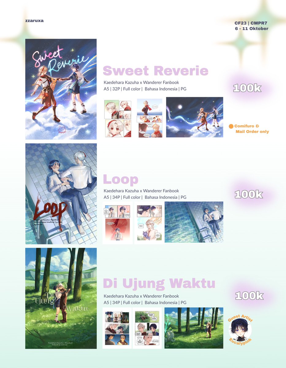zzaruxa's tweet photo. ❤️&amp; 🔃are really appreciated 
#Comifuro23 #Comipara7 #CF23 

Zzaruxa’s Catalogue   

📅 Pick up 6 - 11 Okt
📅 Mail Order 6 - 30 Okt
🍎 CF23-A40 | CMPR7 J24 - Hot Coffee and Noodle  both days
🍏 Genshin Impact  

🔗Link PO comment below

[1/2] https://t.co/2llMlnue6e