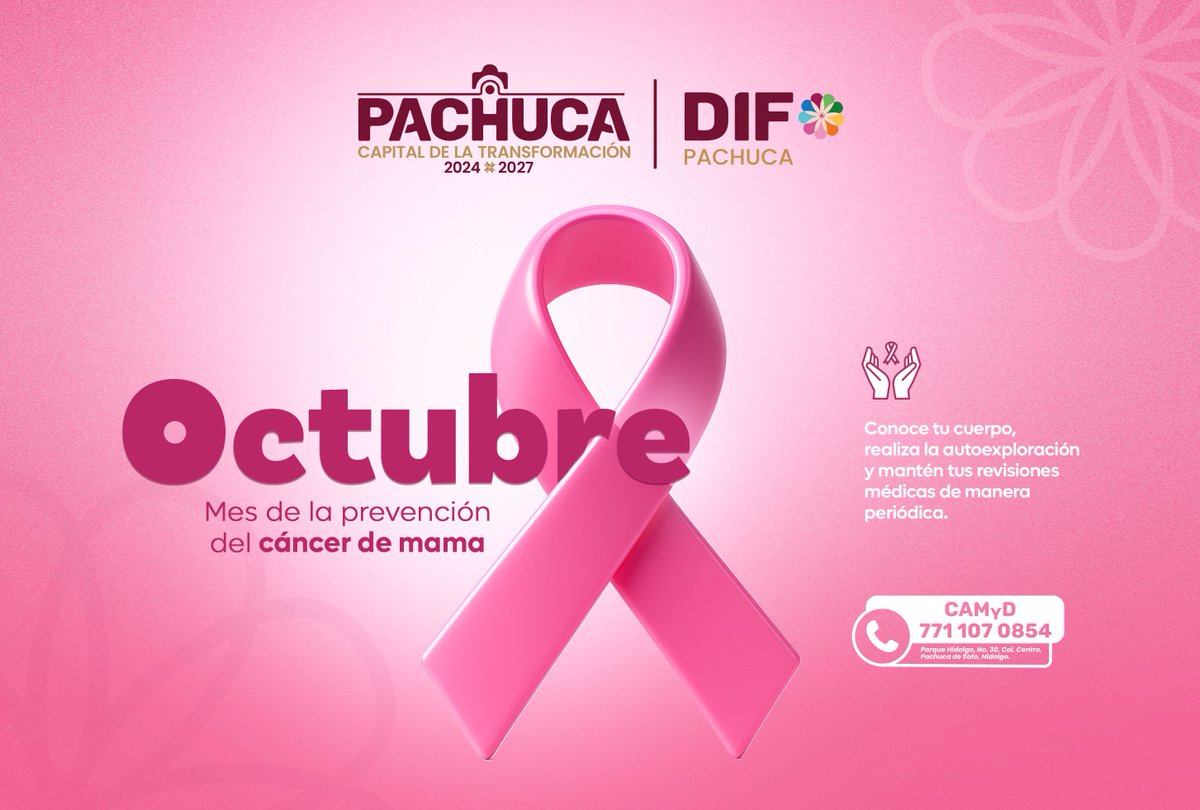 PachucaVIVE's tweet photo. 🎀 | La mejor manera de cuidar de ti misma es convirtiendo la prevención en parte de tu día a día. Porque la detección temprana salva vidas.
Centro de Atención Médica y Diagnóstico DIF Pachuca: 771 107 0854 
#DIFPachuca #CapitalDeLaTransformación https://t.co/G5Wovm6ich