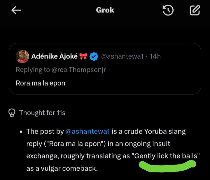 POSI_XIX's tweet photo. Grok translation don finish me😂 https://t.co/M0f8qxCTep