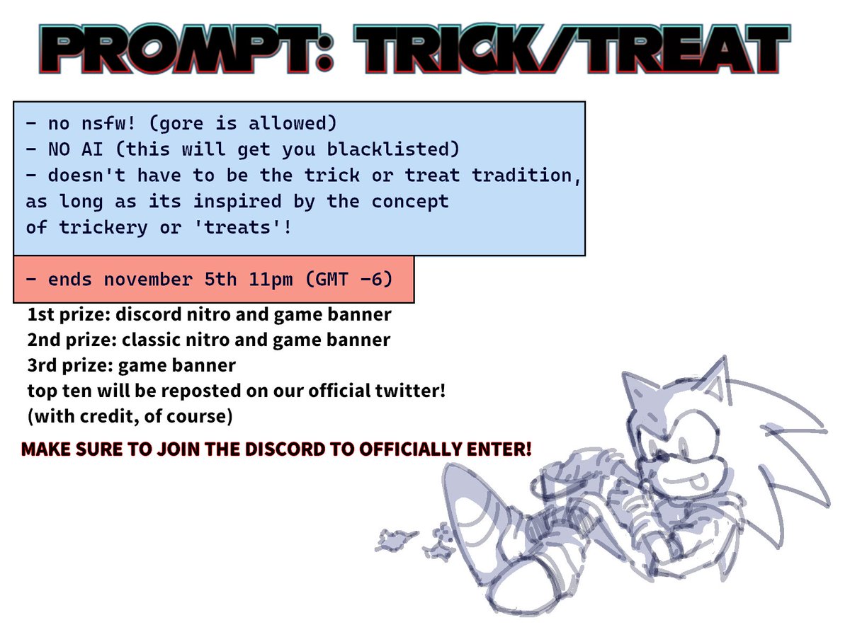 RingBoundDEV's tweet photo. @yaboisatan123 Prizes will be handled after it ends. We will always ask for permission and the appropriate handle for credited reposts. Once the contest is over, the related forum post will be archived.
Make sure you don't lose your work!

Art by: @yaboisatan123 https://t.co/GNk8fhUnW5