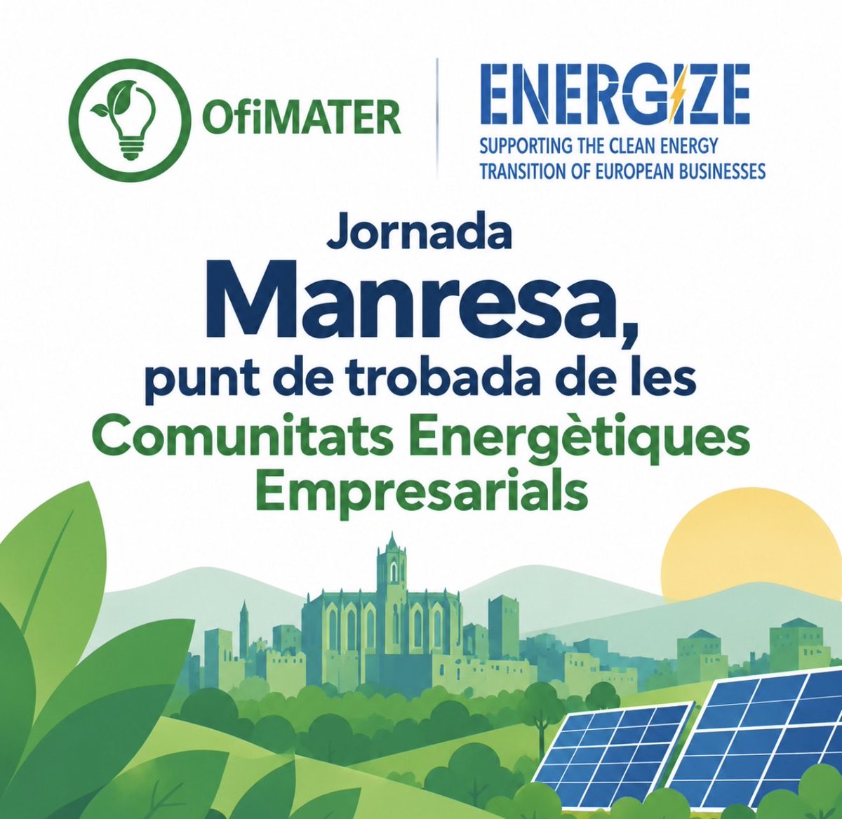 GironaCetig's tweet photo. ⚡ Manresa serà punt de trobada de les Comunitats Energètiques Empresarials!

📅 29 d’octubre
🕘 09.15–13.30 h
📍 Multicinemes Bages Centre

Experiències de Catalunya, Espanya i Europa i debat sobre el seu desplegament als polígons industrials.

👉 Inscripcions obertes

#enginyersgi #jornades #enginyeriasosteniblr #manresa
