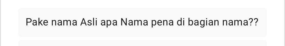 aotsecretsanta's tweet photo. 💌 05

Answer:

Hi! Untuk di form, dibebaskan nama apa saja yaa. Boleh juga display name akun twitter-mu ☺️ ini hanya untuk pendataan sajaa https://t.co/CoFHPrK5J1