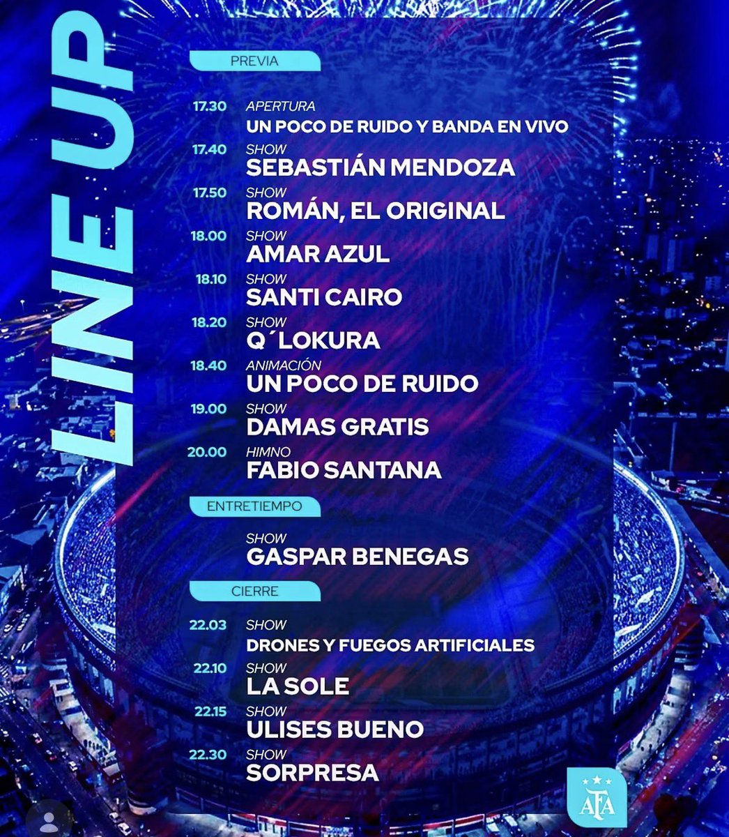 gastonedul's tweet photo. Las bandas que va a tocar en la despedida de Leo Messi. https://t.co/3IPaP3E49D