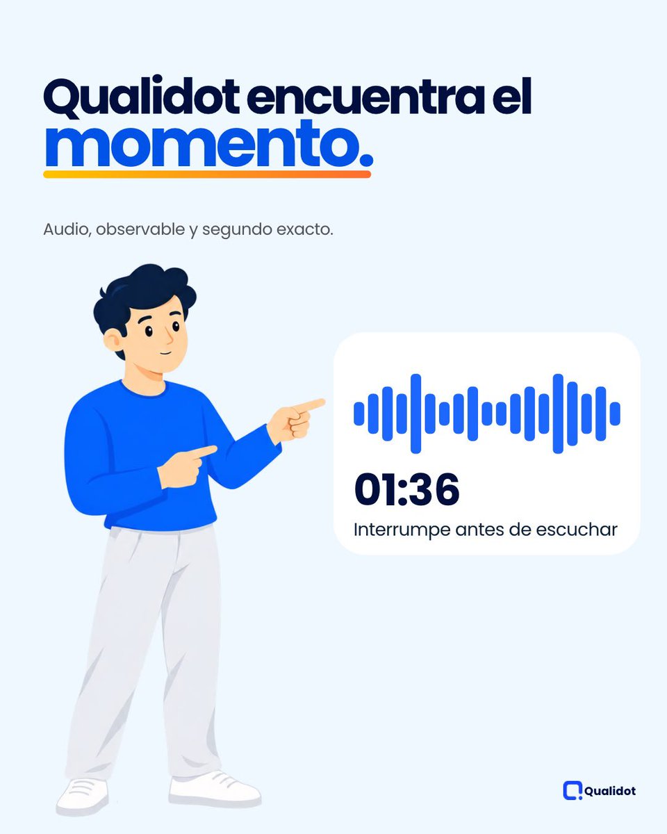 qualidot's tweet photo. Escuchar una llamada no es evaluarla. 🎧 Qualidot encuentra el momento exacto, aplica el criterio y convierte cada hallazgo en evidencia y retroalimentación accionable.

#Qualidot #IA #EscuchaActiva #CalidadDeServicio https://t.co/Jz9IlEFJvQ