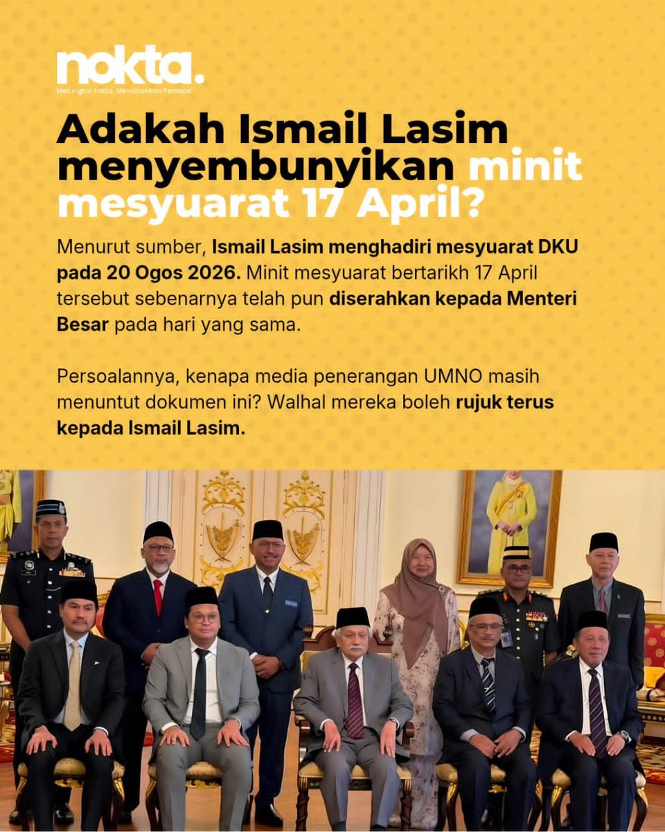 apanakdikato's tweet photo. Dulu budak budak Umno sibuk mintak minit mesyuarat, skrg dh senyap takut nak mintak sb geng umno dh jd MB

Mail pun dah dtg mesyuarat, sepatah haram pun tk berani nak mintak dedahkan minit mcm dulu..

Hrmmm select..🤣 https://t.co/fyBtpF2Lp5