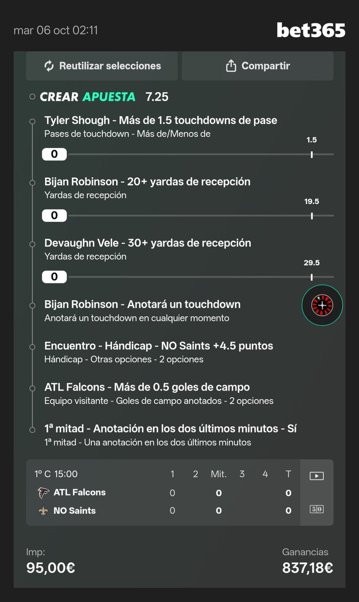 BettingAndData's tweet photo. Otro día más Stake 0.95 MNF https://t.co/oqFwelUgcW