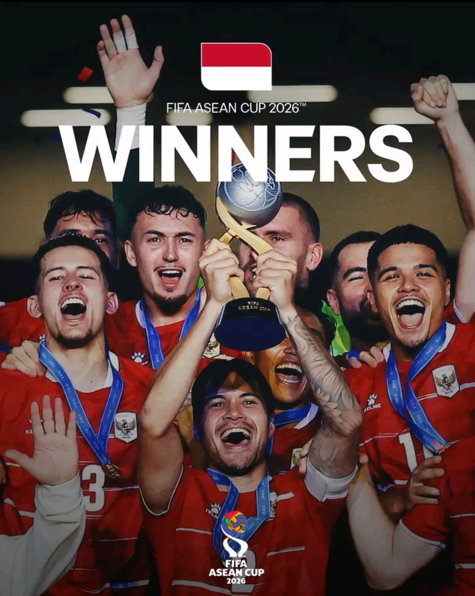 guunduul's tweet photo. INDONESIA JUARA 🏆
FIFA ASEAN CUP 2026 🥳🎉
#TimanDay
#FIFAASEANcup2026
#PSSI https://t.co/3Gm3Lil9QW