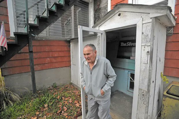 Empty_America's tweet photo. Irv Koch, age 103, is America's oldest bartender. 

His bar is in the basement of his house, and is legally grandfathered in as the last such establishment in Maryland.

But I ask, how did we lose our basic freedoms without a whimper?  

Clearly this was legal and is not now! https://t.co/WFRCgbu9Nh