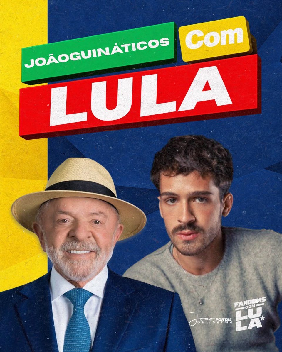 portaljga's tweet photo. Joãoguináticos nosso voto é no Lula. ⭐

Acreditamos que ele representa os princípios que defendemos e tudo aquilo em que acreditamos.

SEGUNDO TURNO É LULA!
 
No dia 25 de outubro VOTE 13. 
#FandomsComLula https://t.co/Ukf70n0mcn