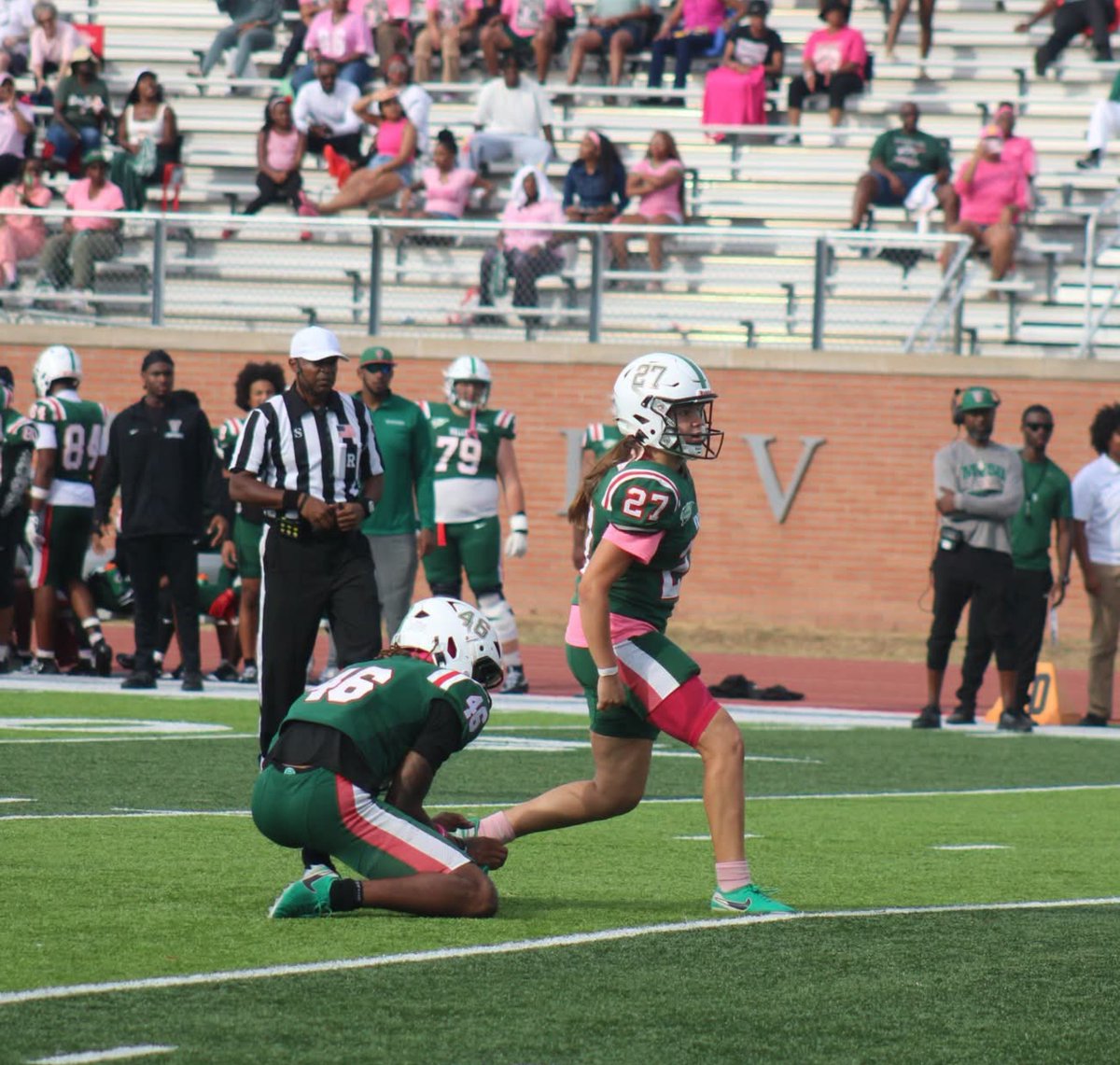 HBCUSports1's tweet photo. Mississippi Valley State female kicker Nina Schiks successfully converted all three of her PAT attempts to secure a 28-27 victory over Prairie View A&amp;M 
📷 mvsu v club https://t.co/y1vwqKE5NQ
