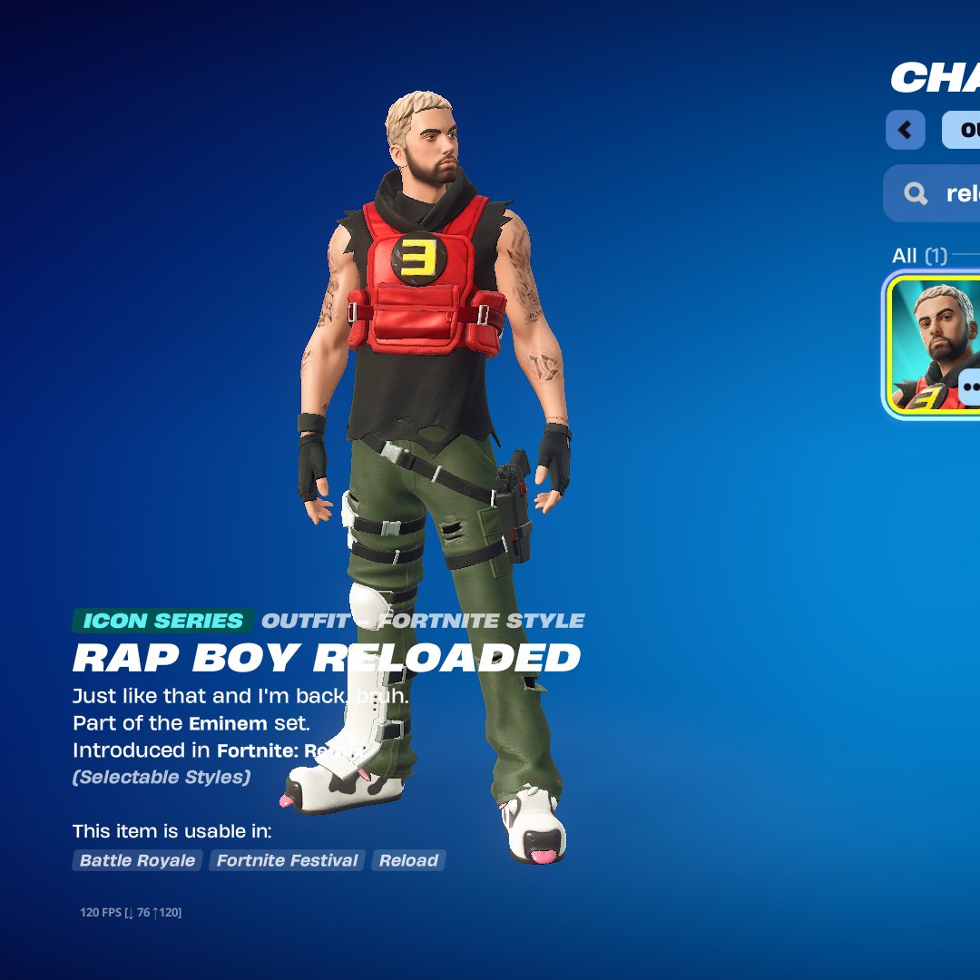 CerezaSunshyne's tweet photo. It's always Fortnite: OG Eminem and never Fortnite: Remix Eminem. smh https://t.co/T0VBphFWeY